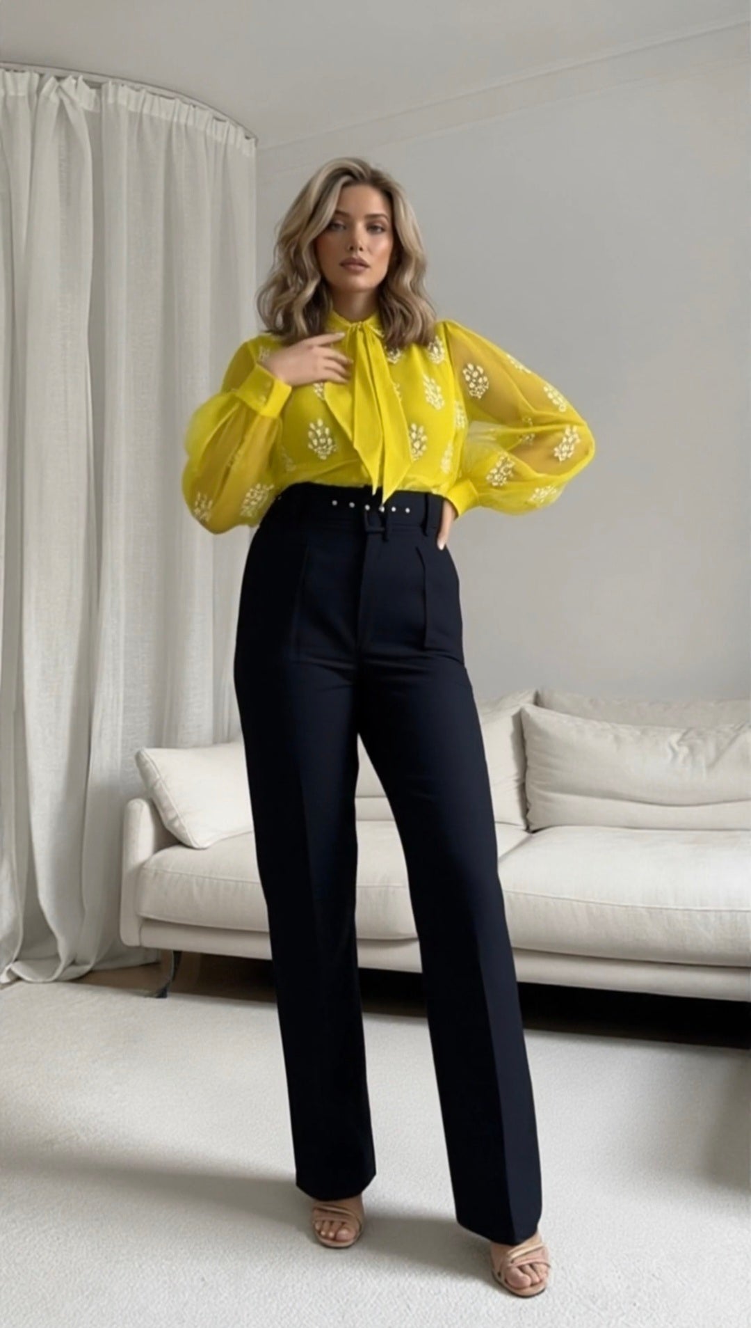 Organza silk top lime