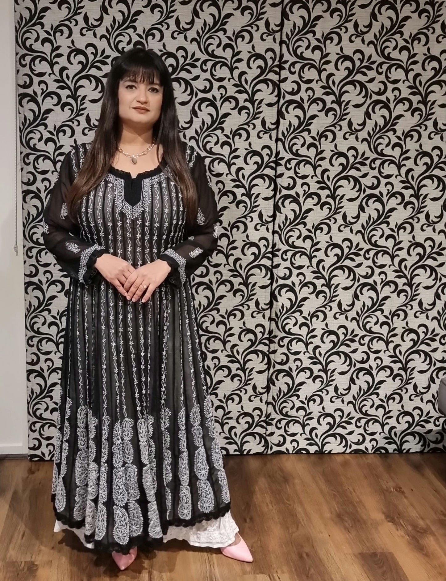 Women's chikankari anarkali β embroidery close-up | Aishwarya Rai Inspired anarkali/frock