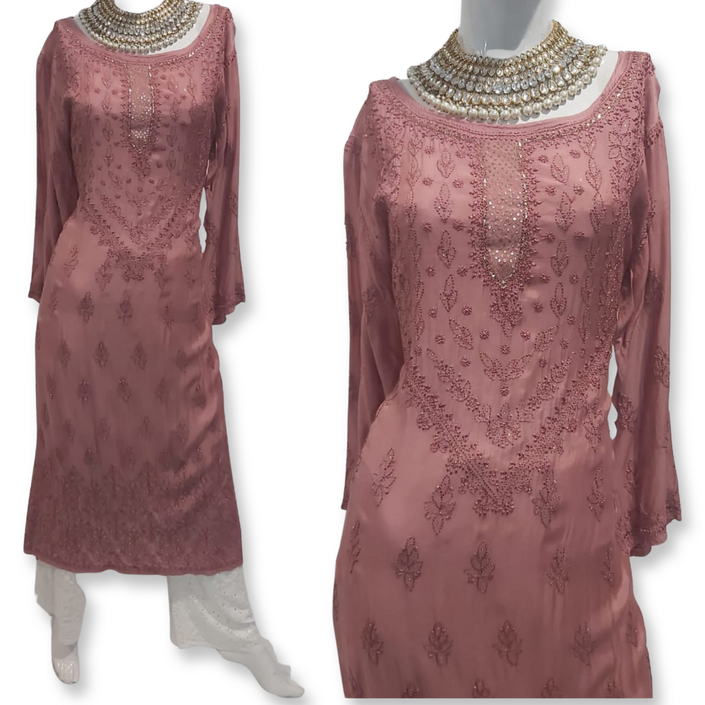 Premium cotton silk Chikankari & Mukaish kurta