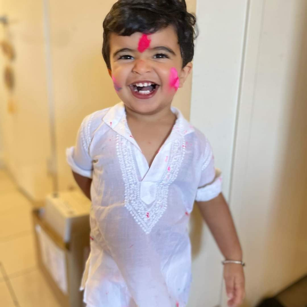 Kids' chikankari kurta pyjama set — front view | Boy's kurta Pajama