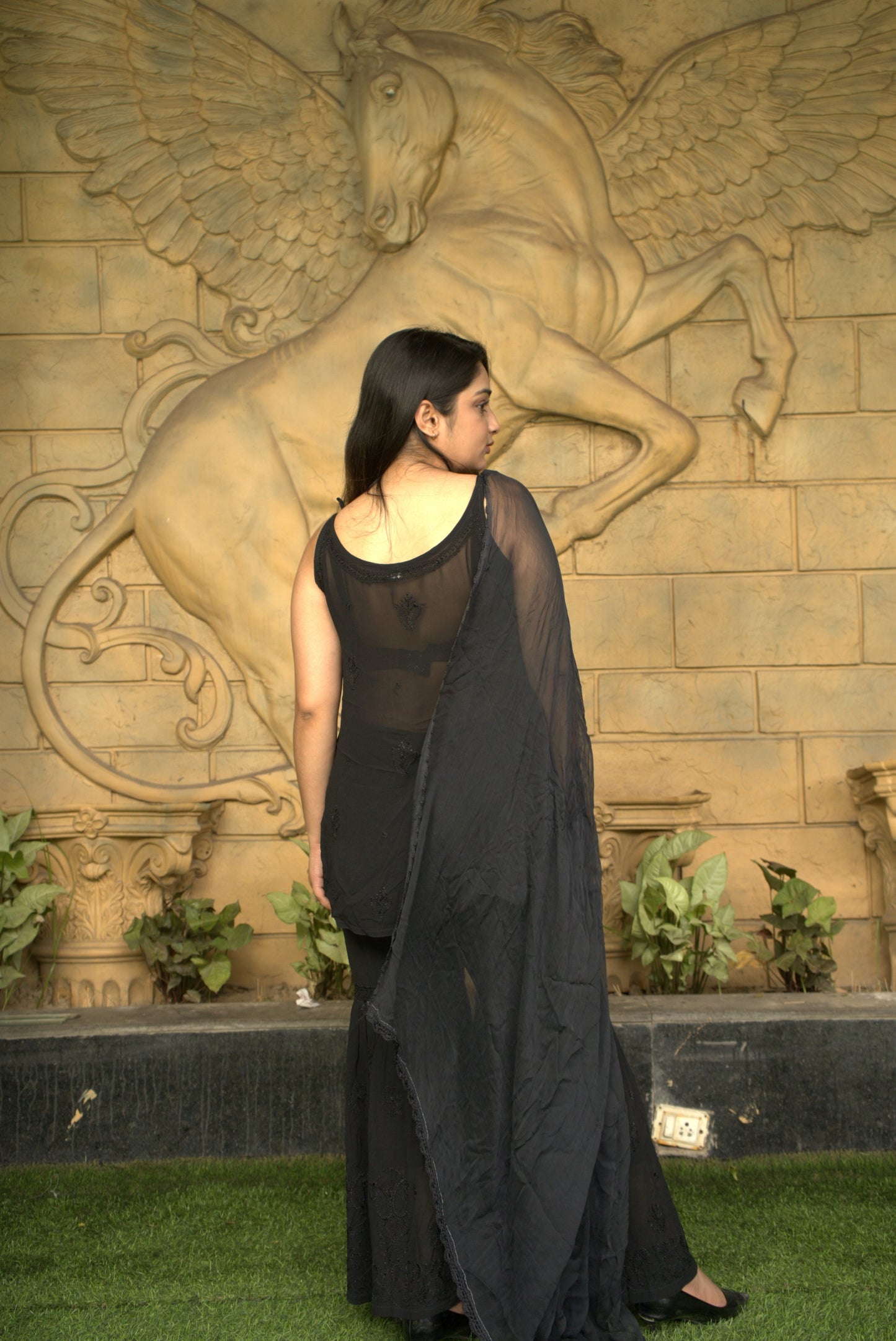 NARGISI GEORGETTE STRAIGHT SHORT KURTA SET