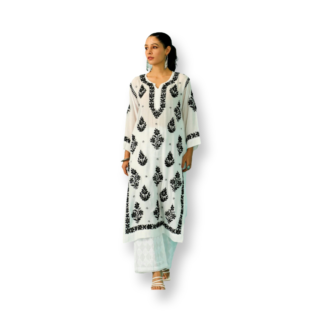 Black on White kurta full 