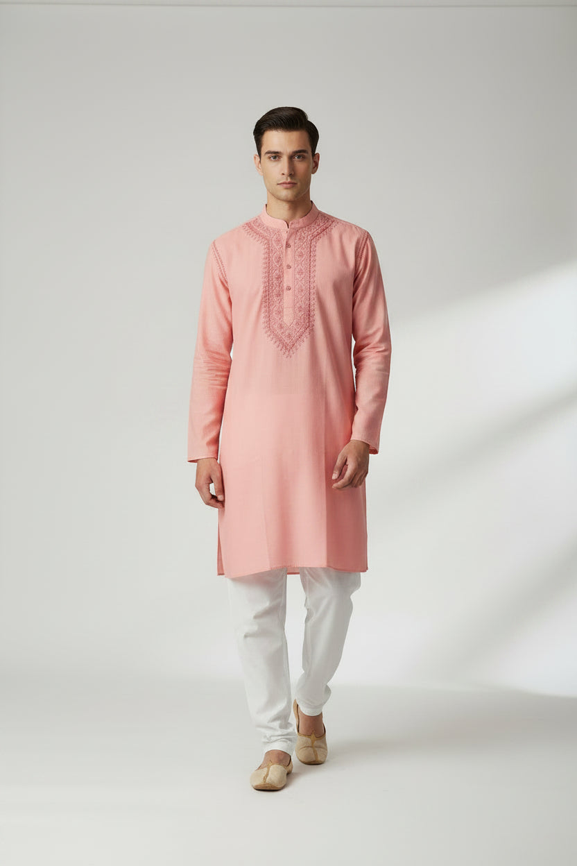 Men's kurta blush pink