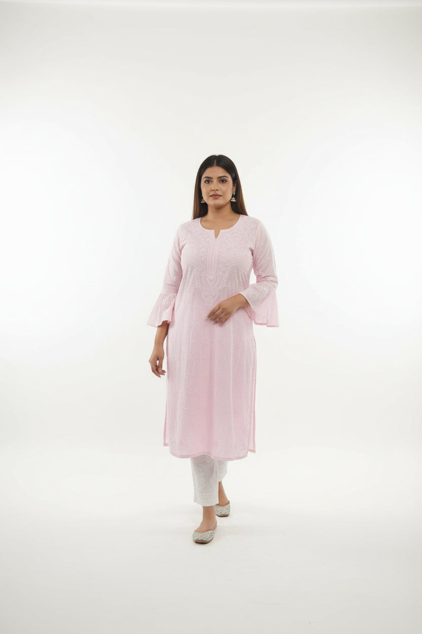 Cotton women's chikankari kurta — back view | Premium cotton kurta