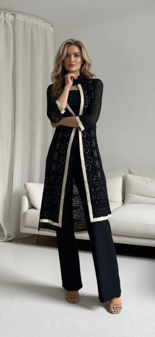 Women's chikankari kurta — front view | Dhooti kurta with attached jacket