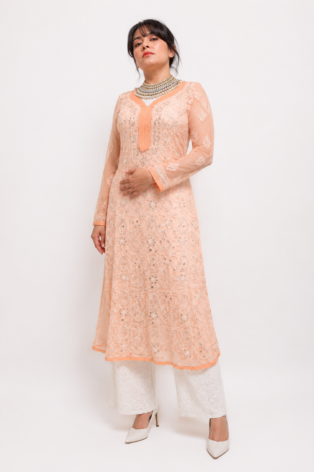 Gotapatti chikankari kurta long