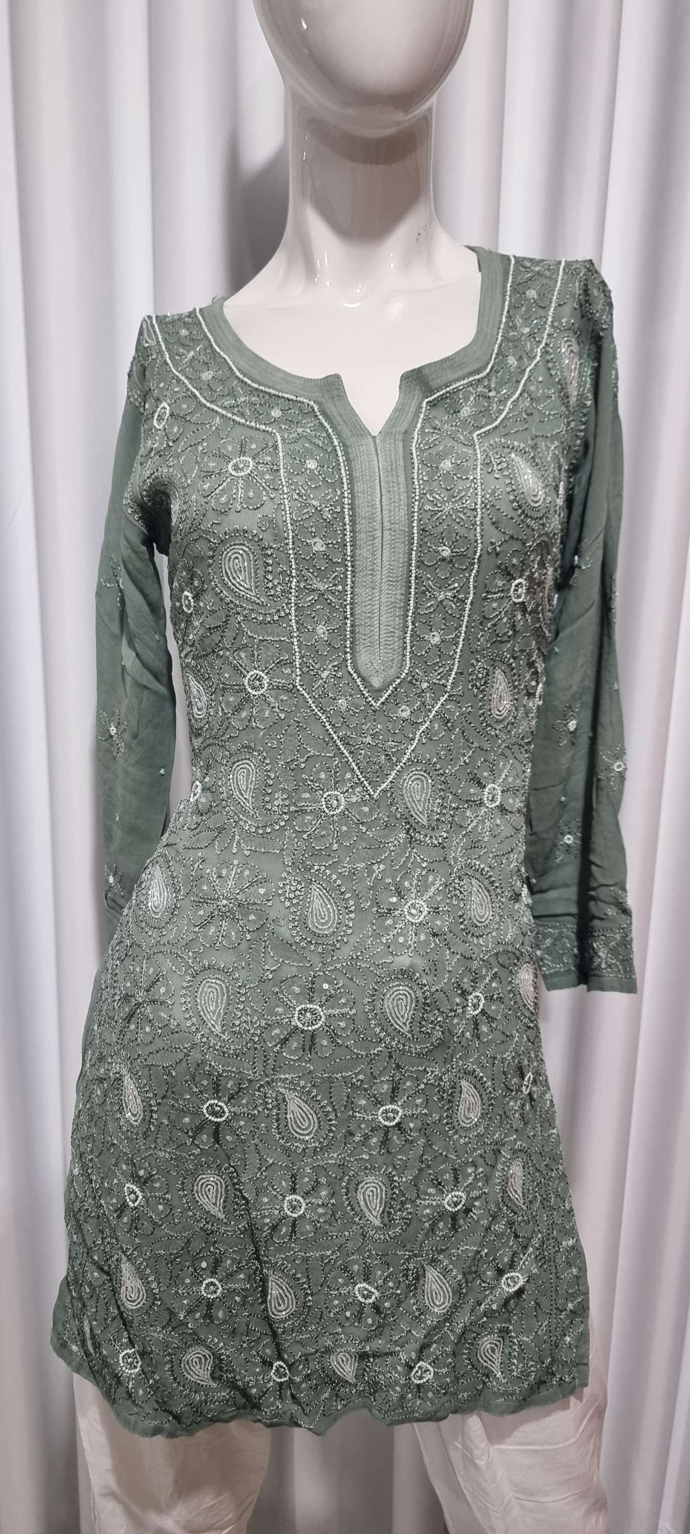 Hunter Green pearl kurta short full