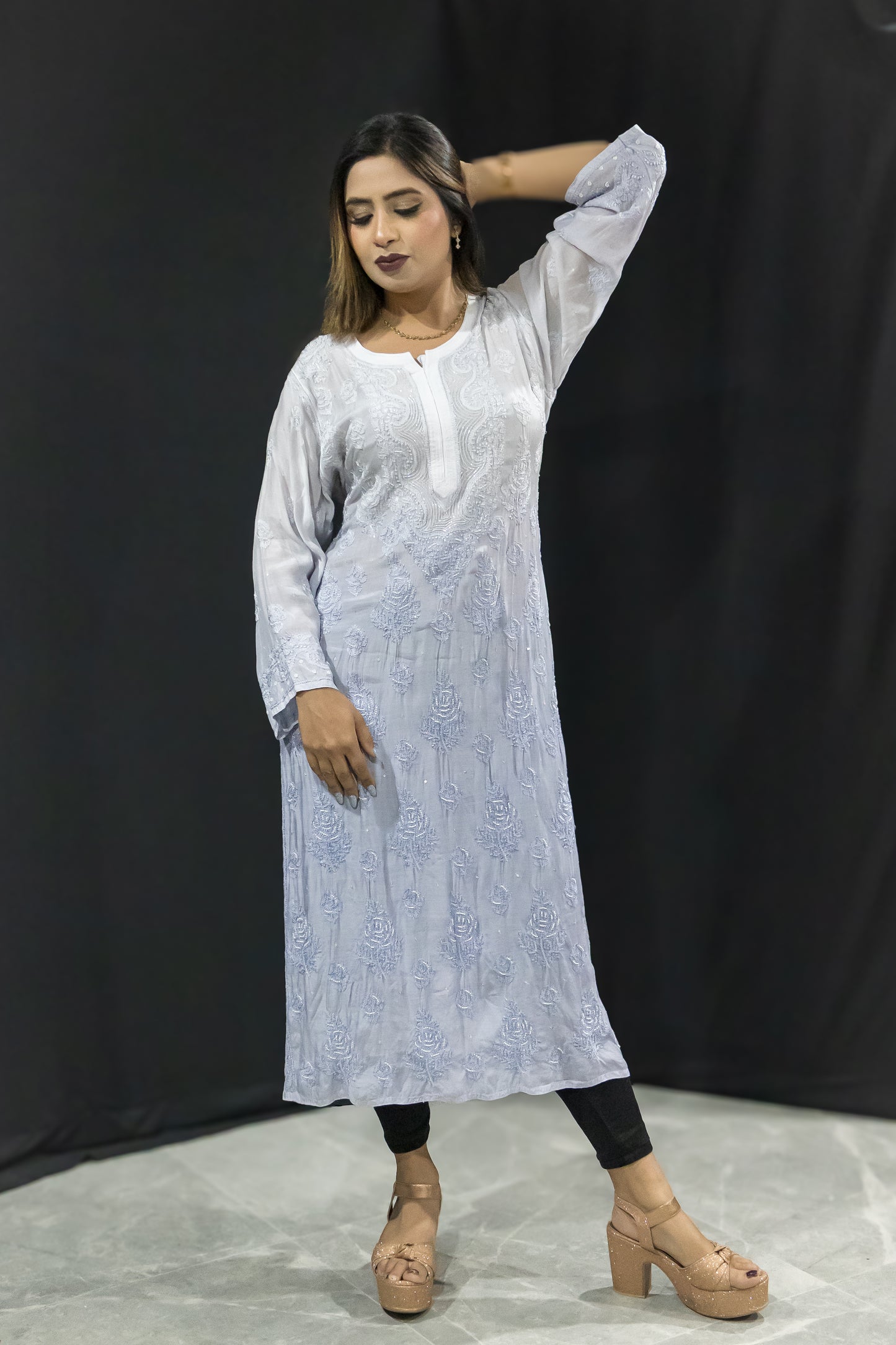 Pearl chikankari Mulmul kurtas