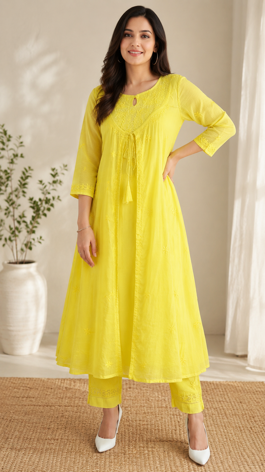 Kora doria chikankari set