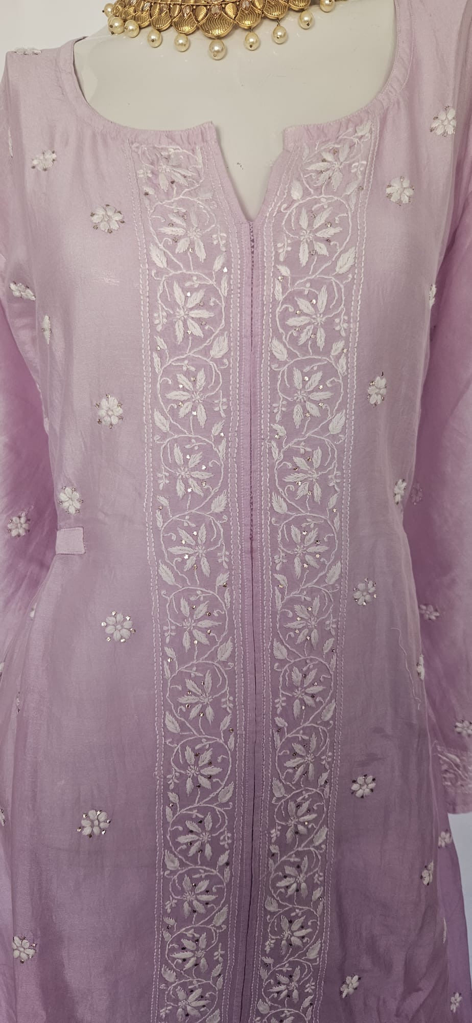 Lilac midi dress chikankari curvy range