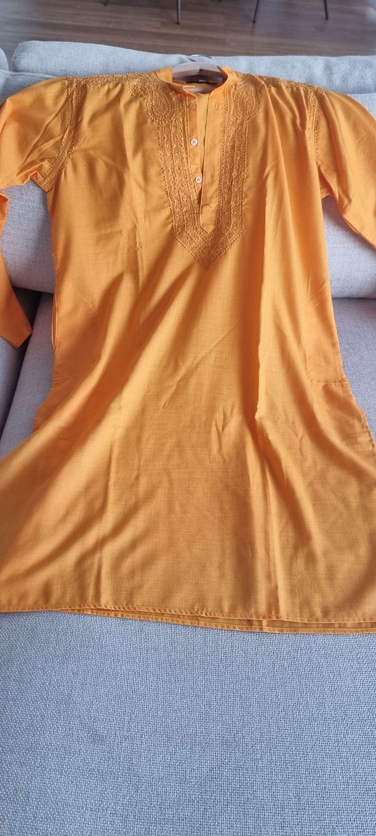 Silk men's chikankari kurta — front view | Men's Chikankari Kurta 42 & 44