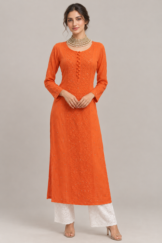 Narangi naaz Lucknowi Chikan Kurtas