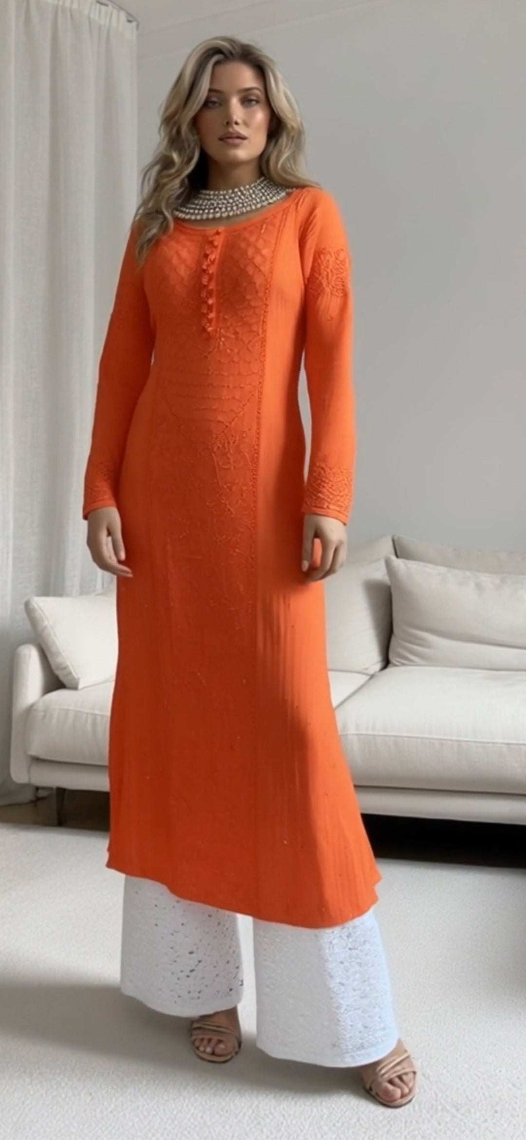 Women's chikankari kurta — front view | Ruhaani kurta