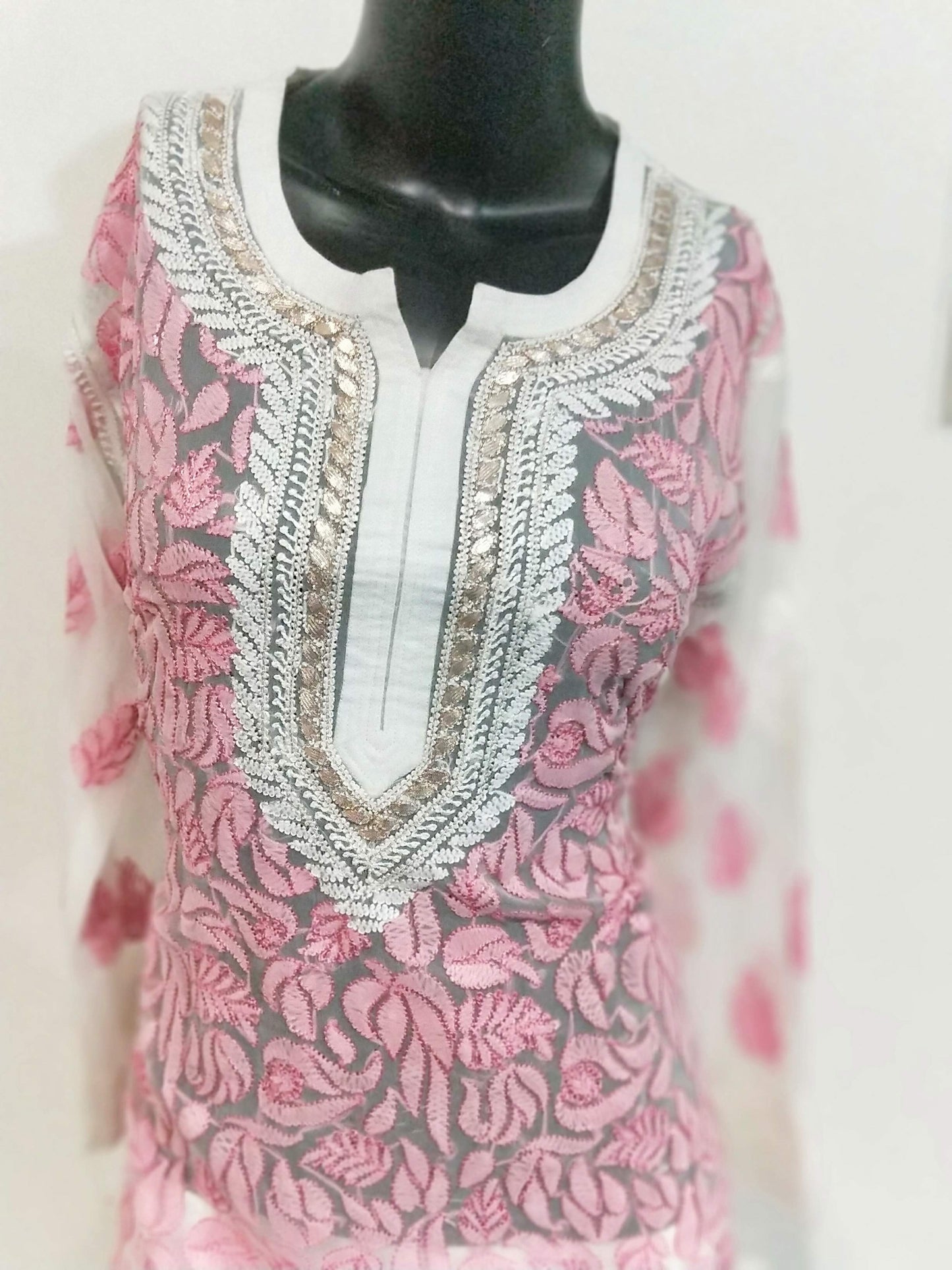 Parsi zari and chiknakari kurta top