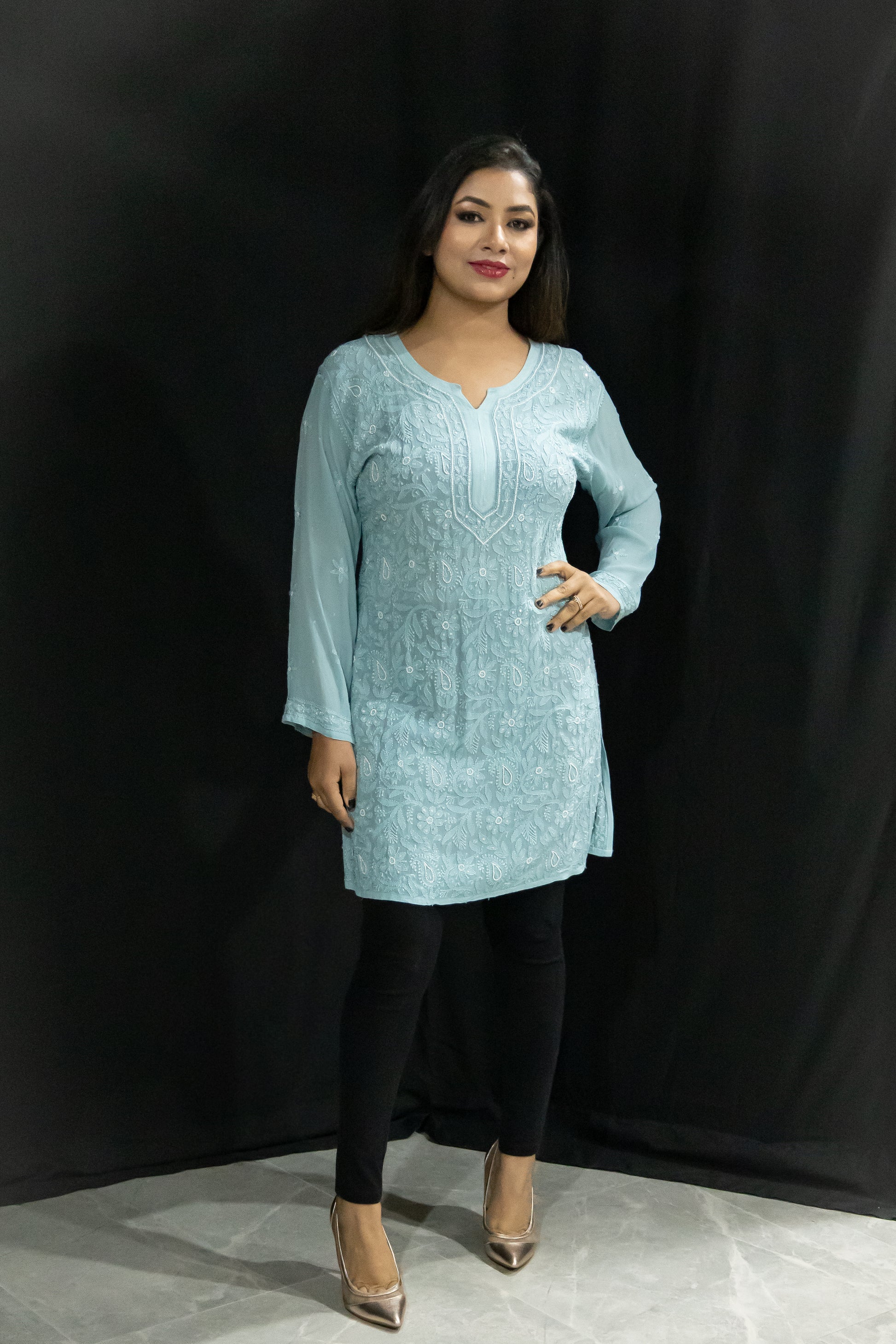 Pearl kurta green full front