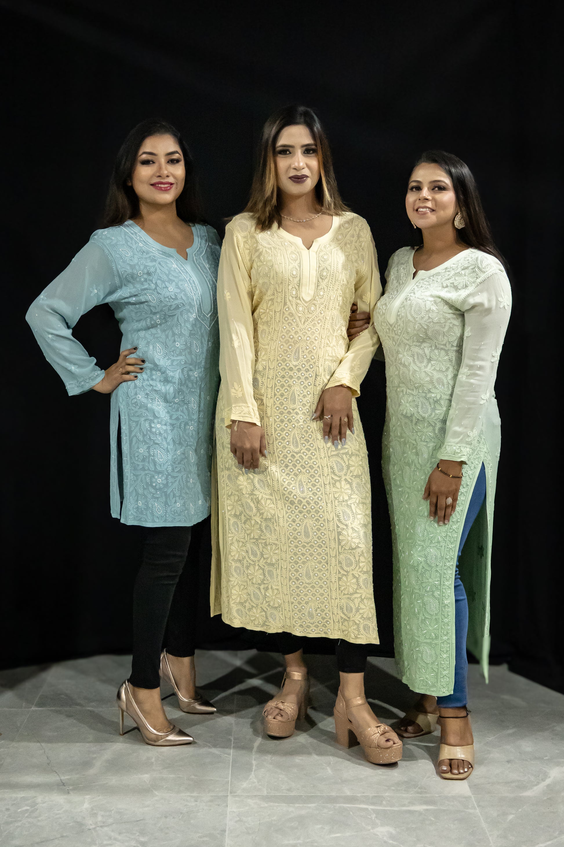 Pearl kurta short and long ombre