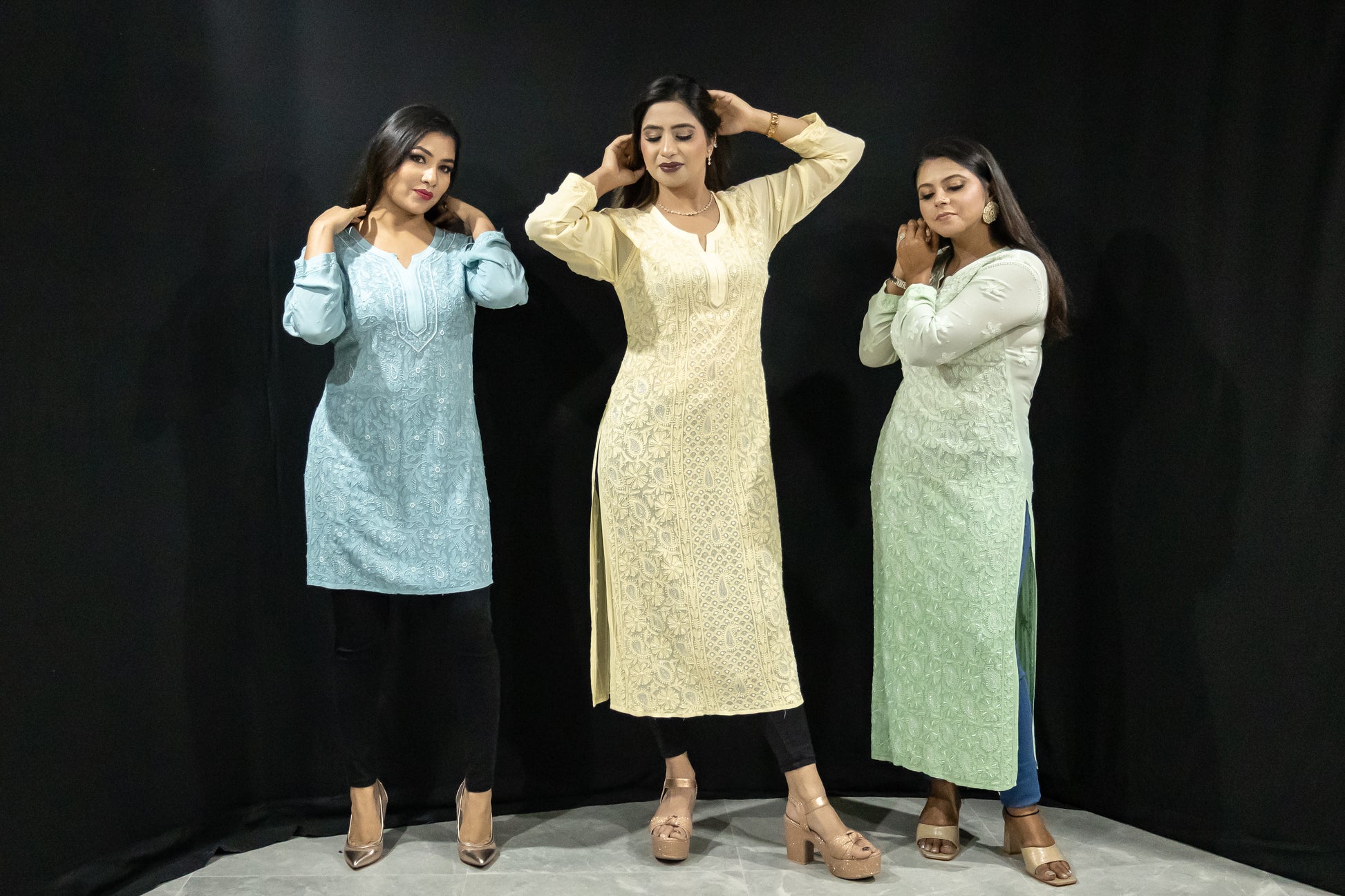 Pearl kurta short and long ombre front