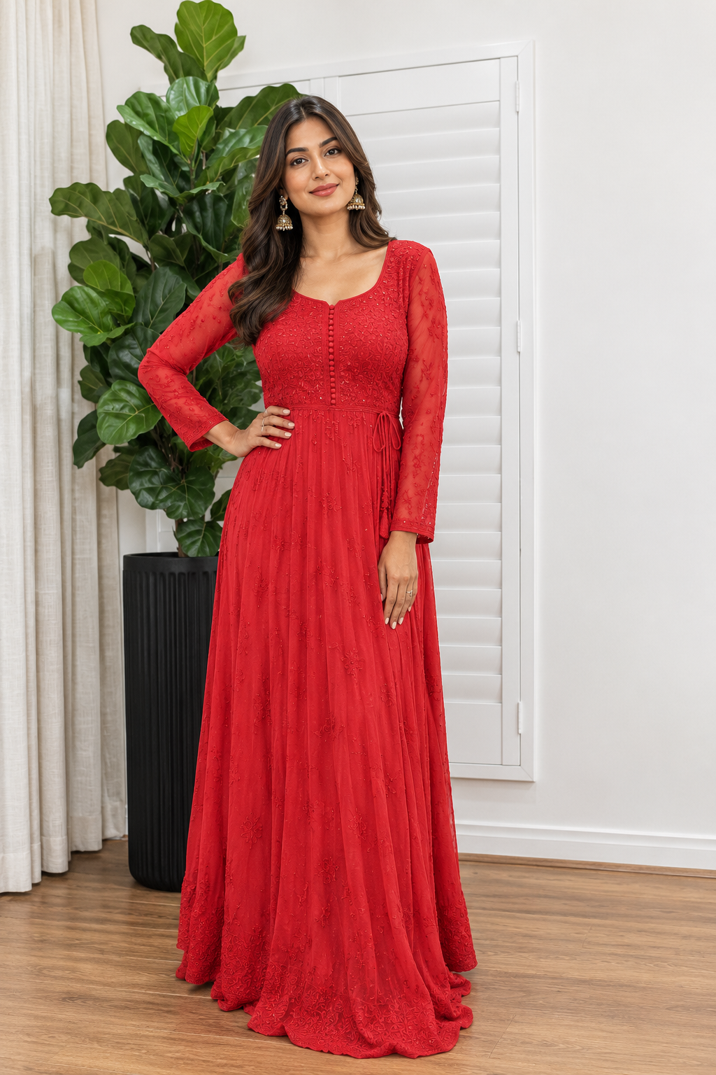 Roza red anarkali