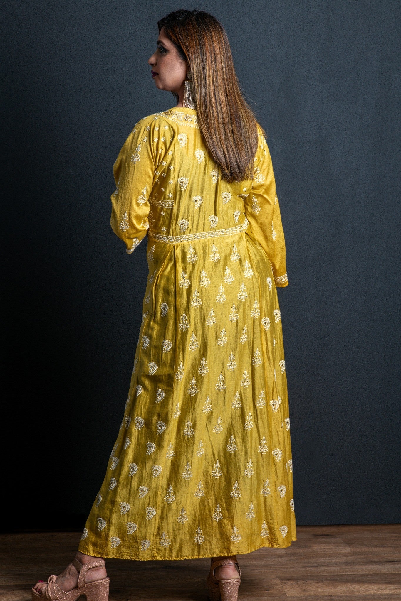 Silk long dress in Mukaish back