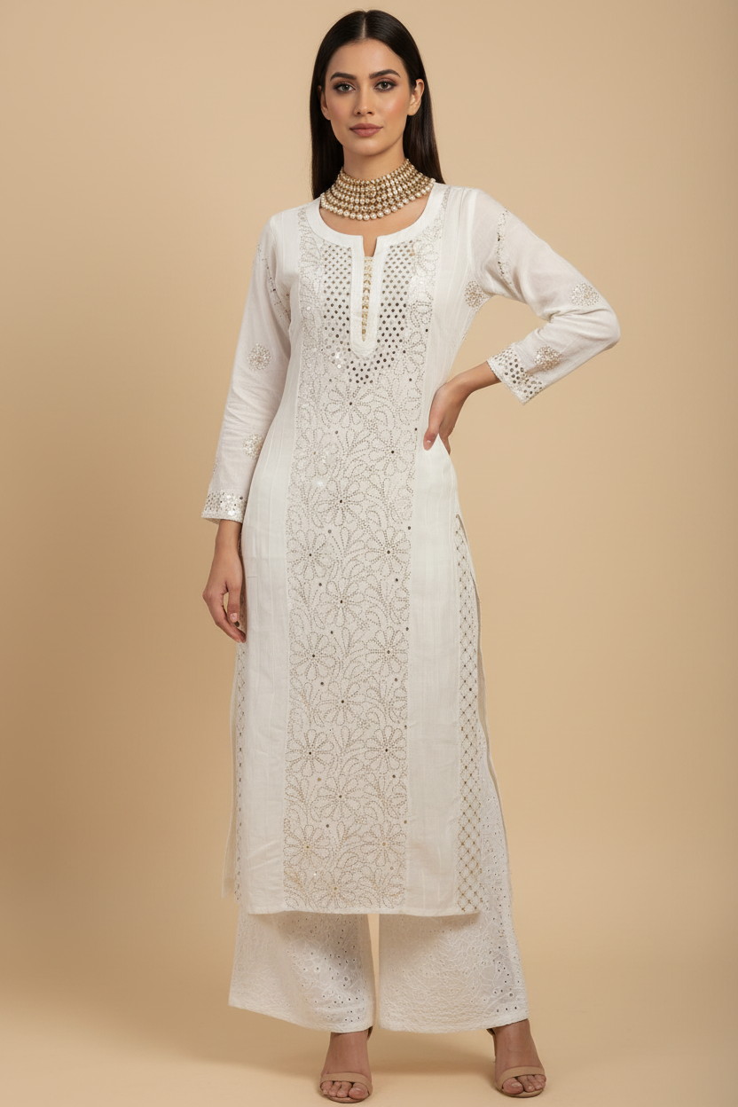 Silk mukaish kurta ruhaani
