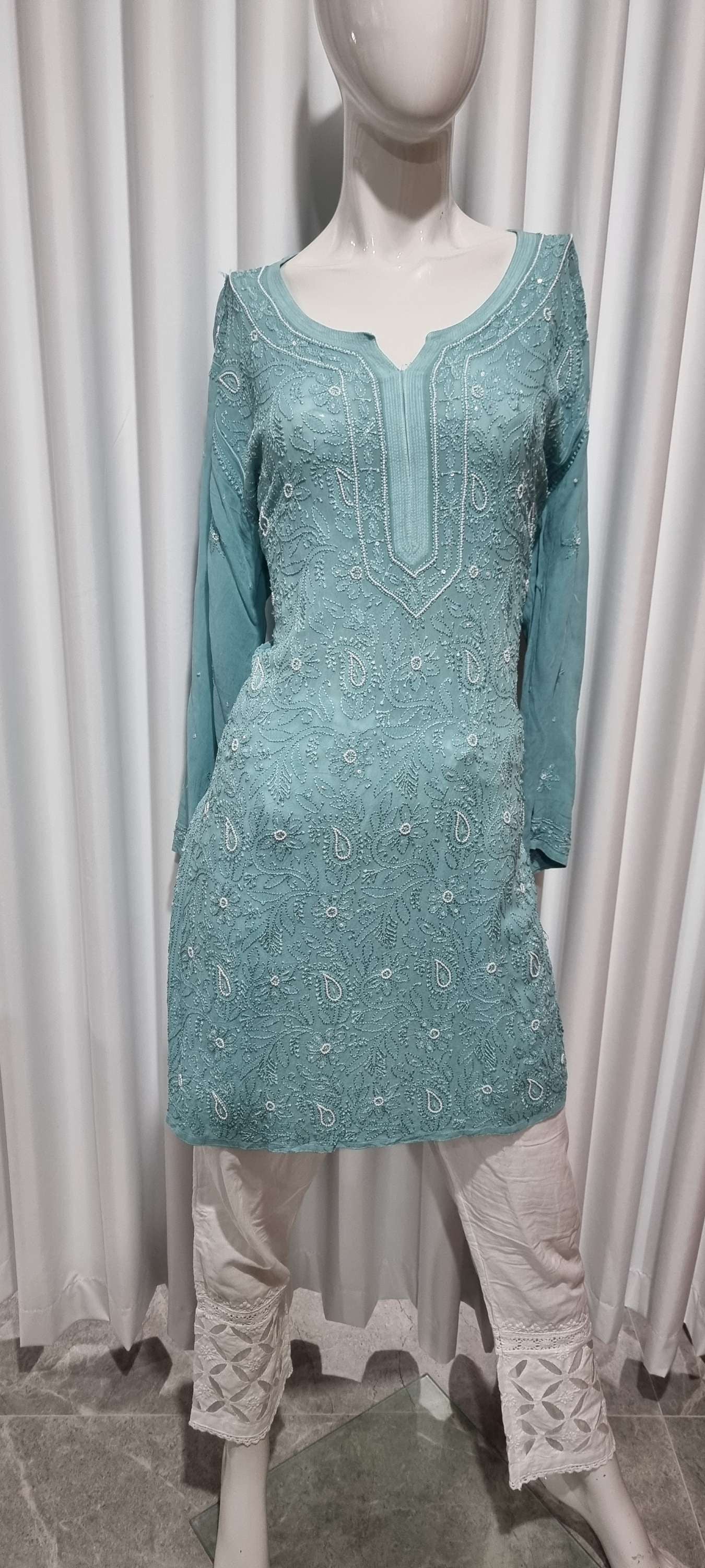 Turquoise pearl kurta short full