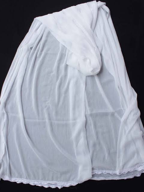 White crochet dupatta chiffon
