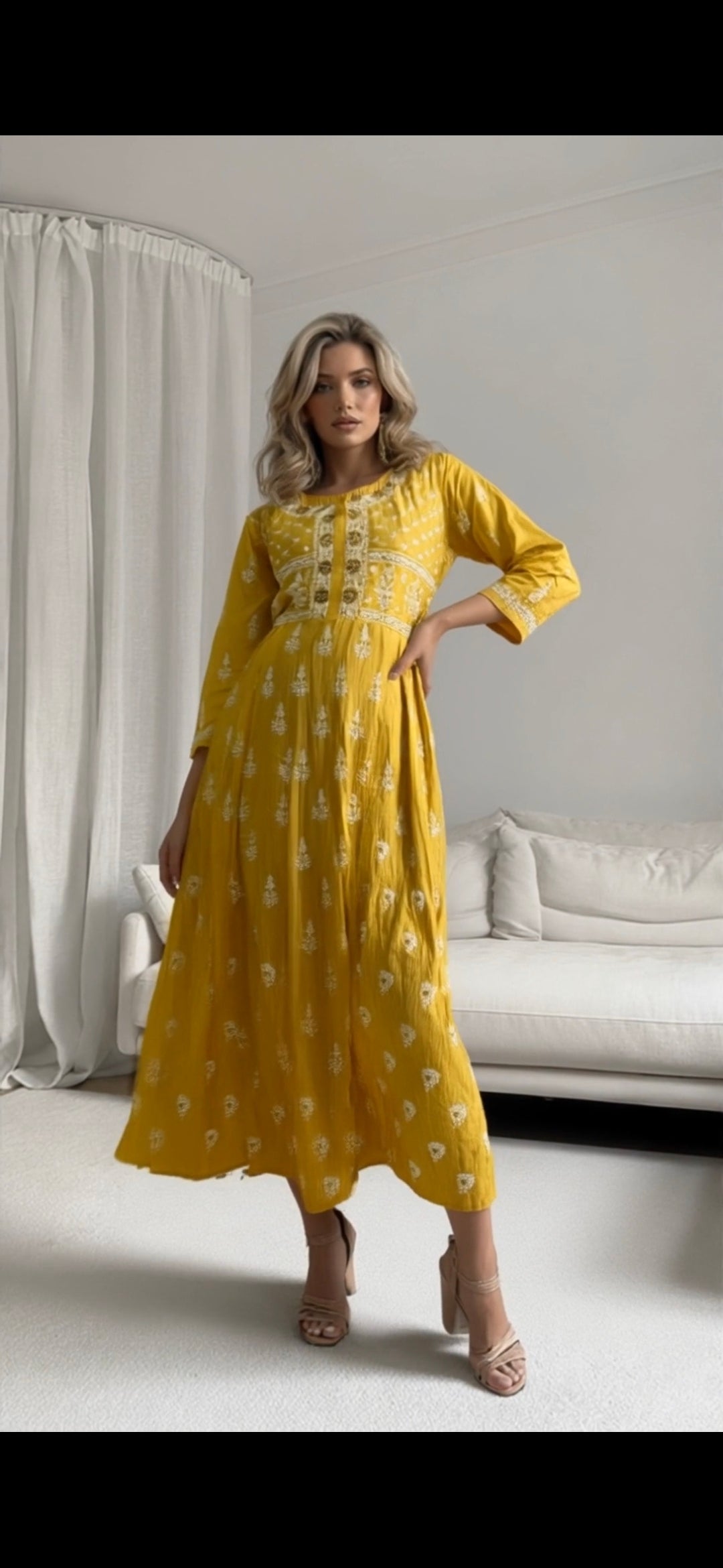 Yellow-long_dress_chikan_n_mukaish_silk side