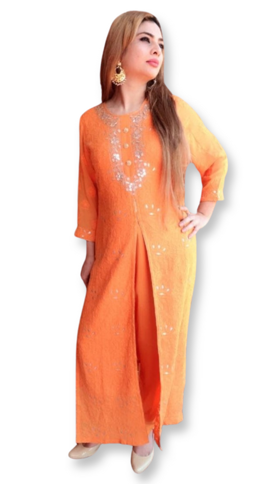 Orange Chikankari gotapatti Suit