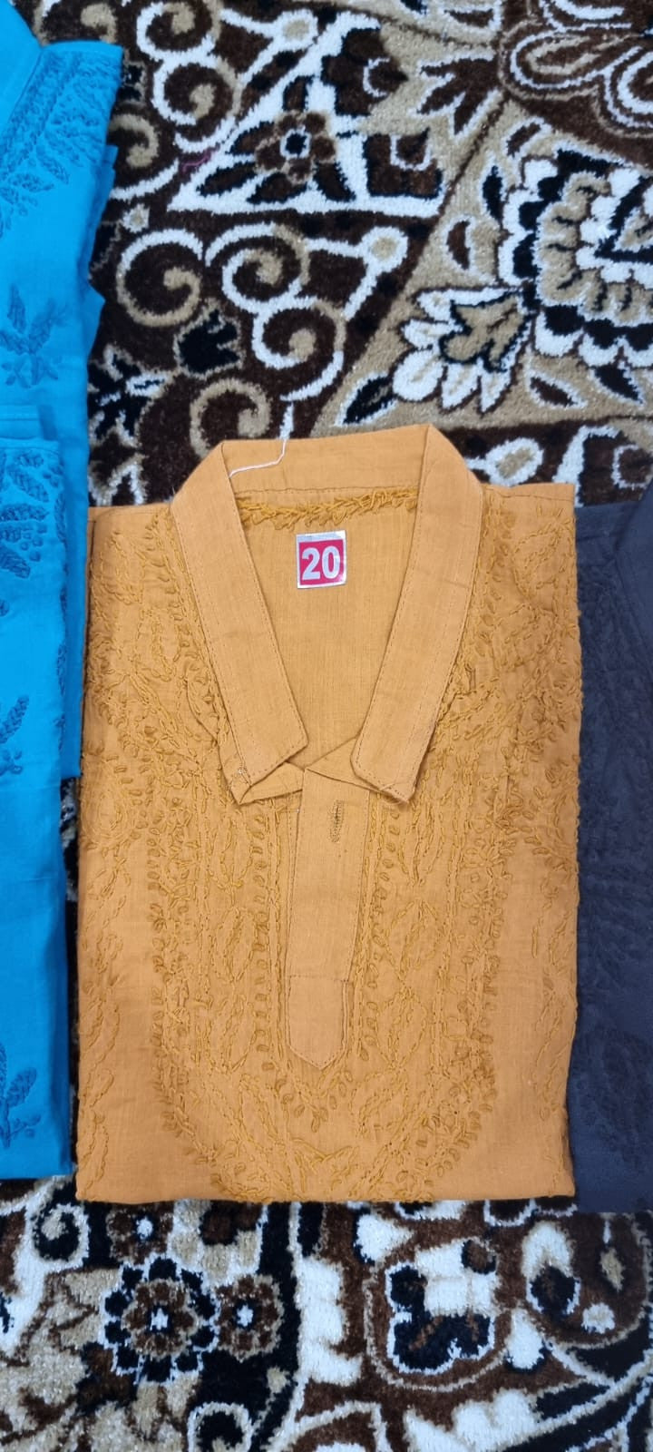 Kids' chikankari kurta pyjama set — fabric close-up | Boys kurta pyjama set