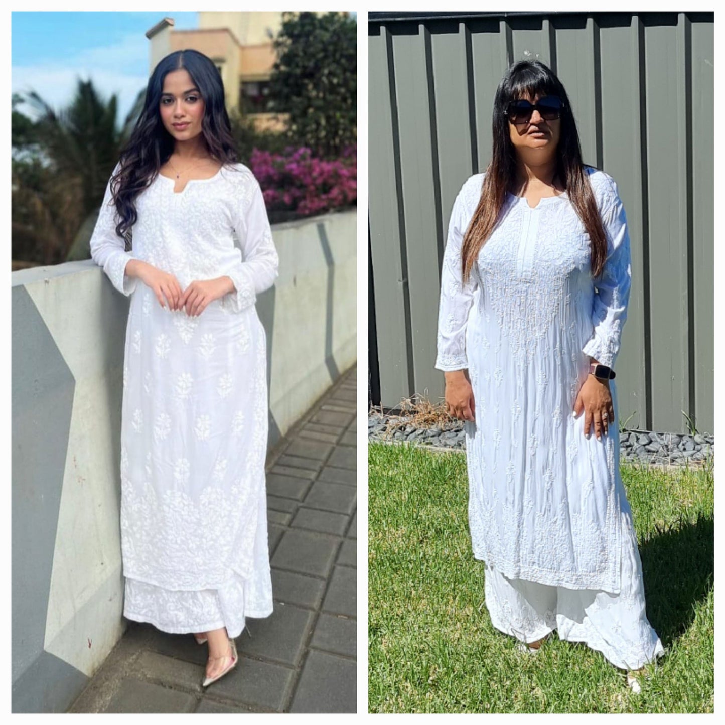 Mulmul cotton women's chikankari kurta — back view | Mulmul Kurta Only