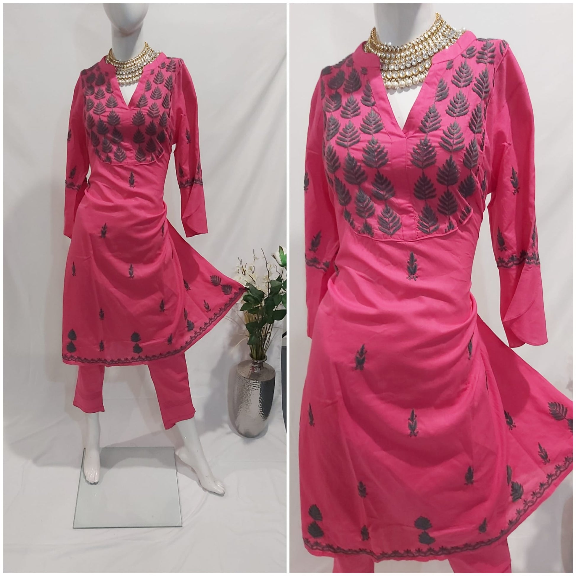 Cotton women's chikankari kurta — front view | Curvy range