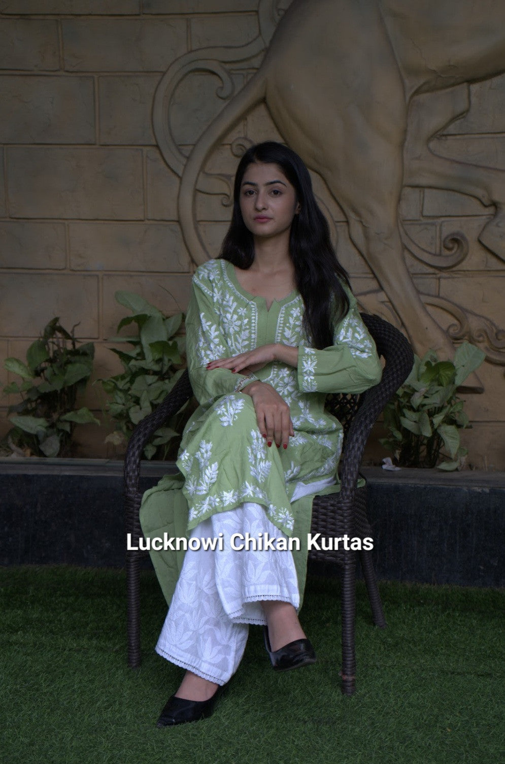 Aayesha cotton chikankari long kurta