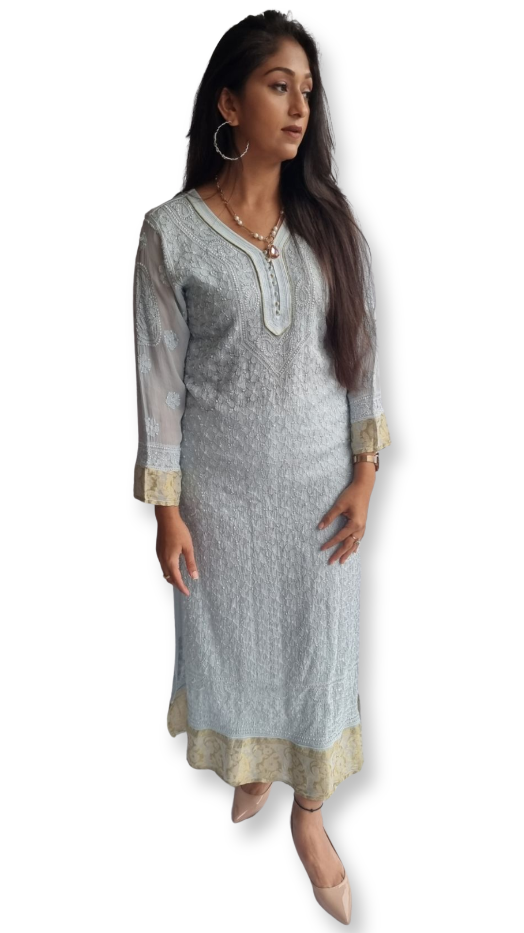 Banarsi border chikankari kurta