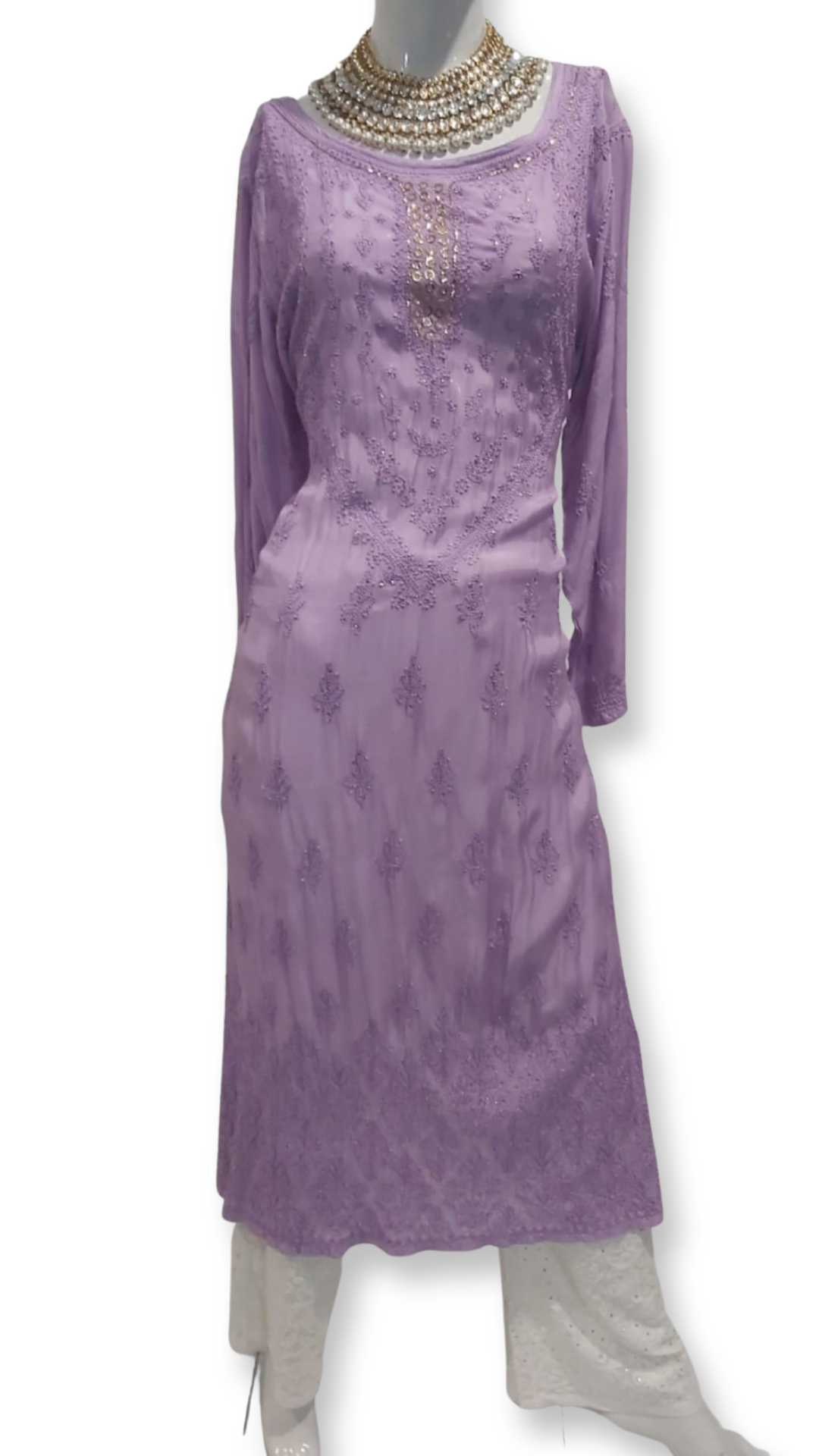 Premium cotton silk Chikankari & Mukaish kurta