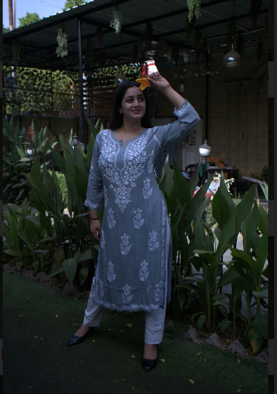 Aayesha cotton chikankari long kurta