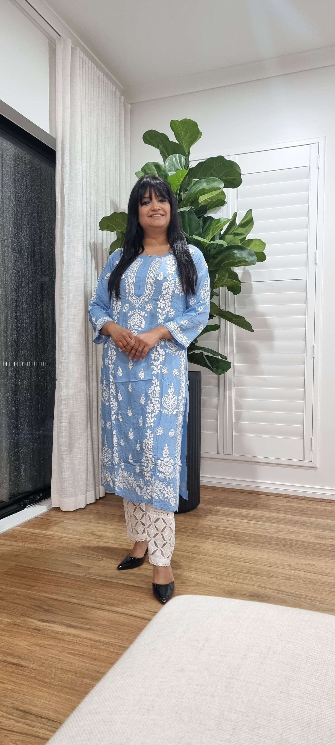 Aayesha cotton chikankari long kurta