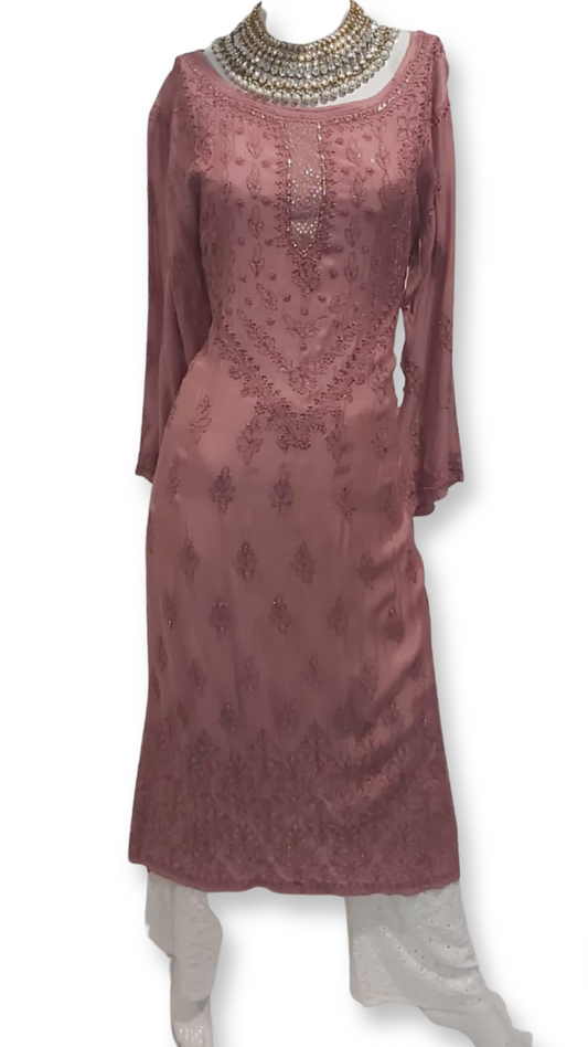 Premium cotton silk Chikankari & Mukaish kurta