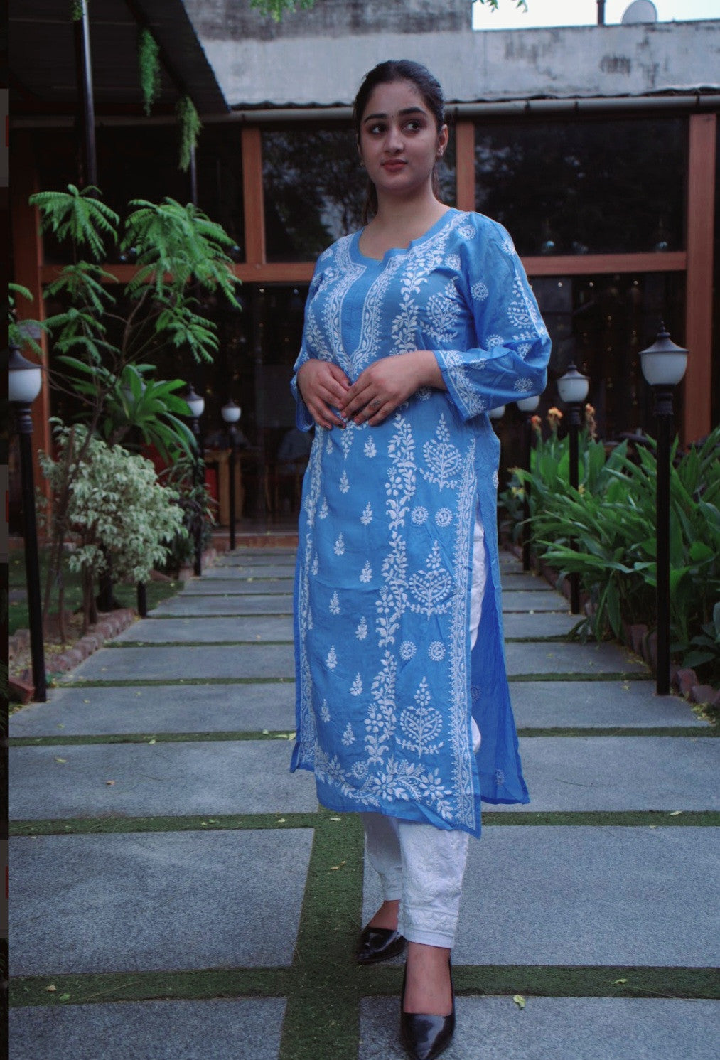 Aayesha cotton chikankari long kurta