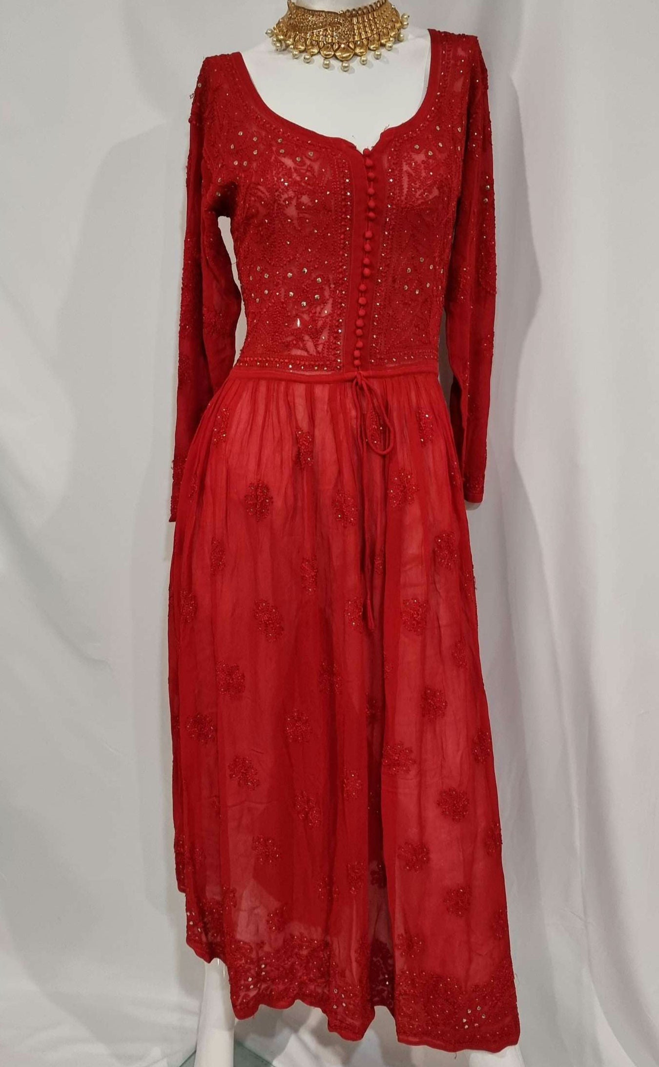 Women's chikankari anarkali — side view | Designer anarkali