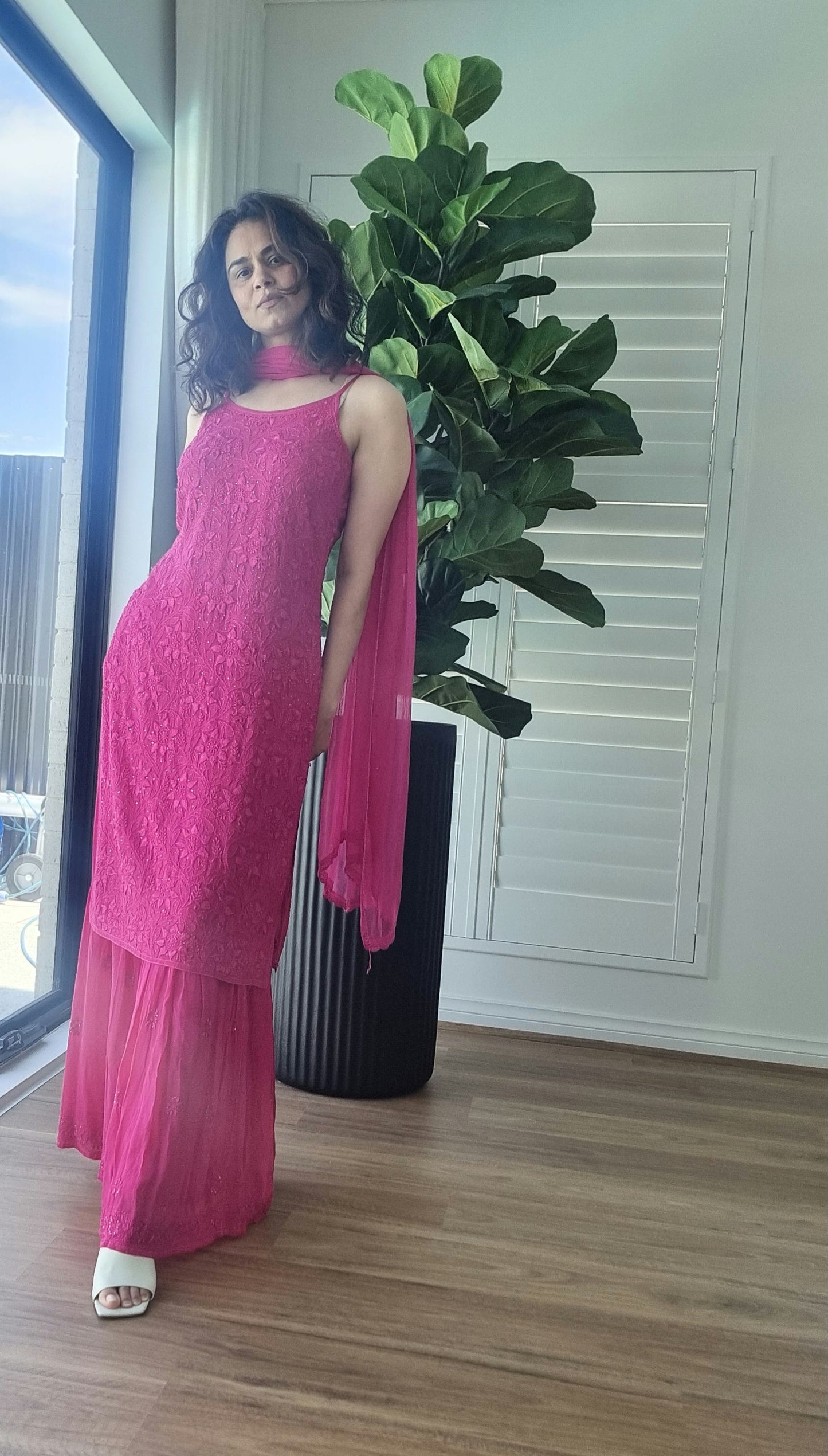 Ruhaani gorgette straight sharara suit