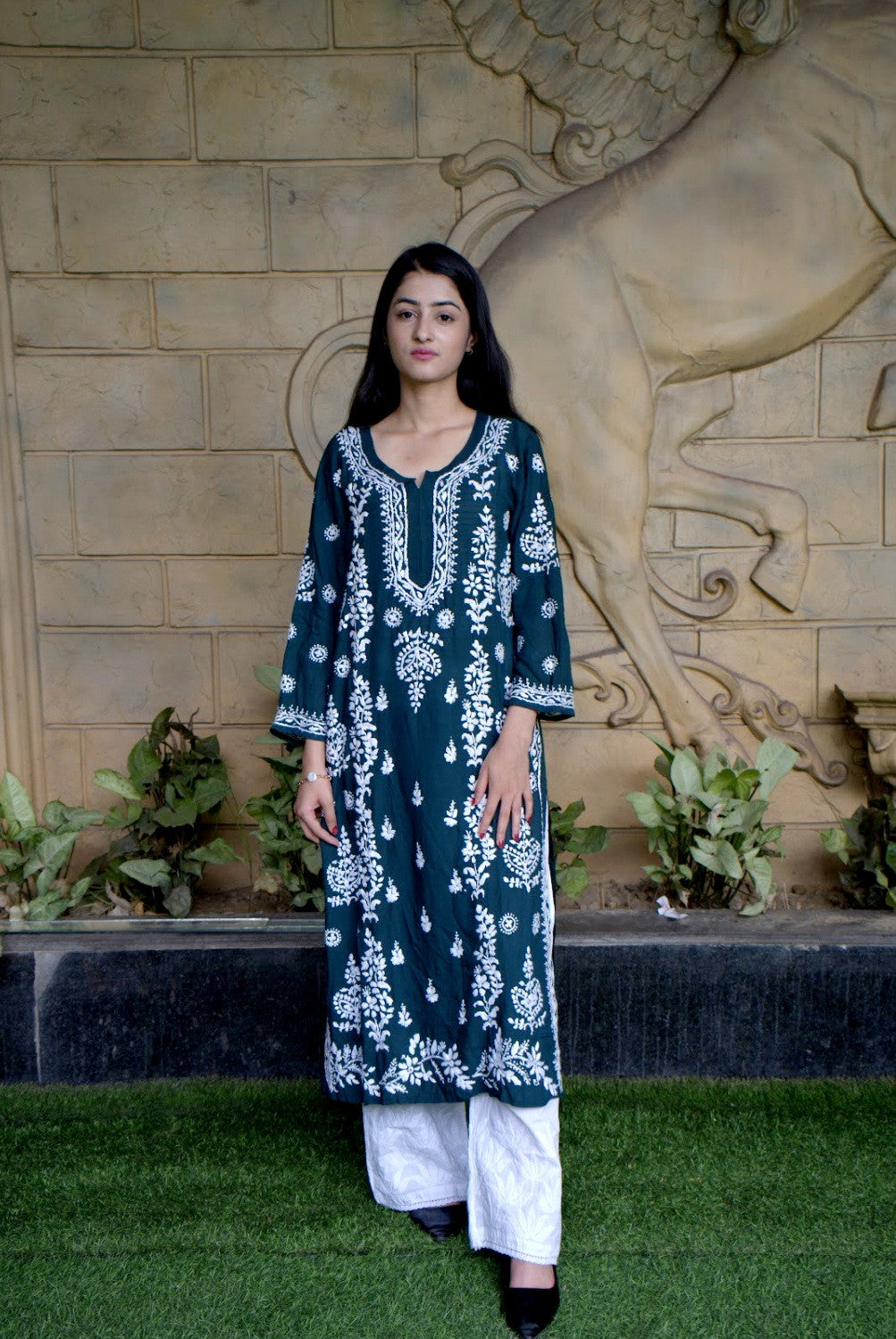 Aayesha cotton chikankari long kurta