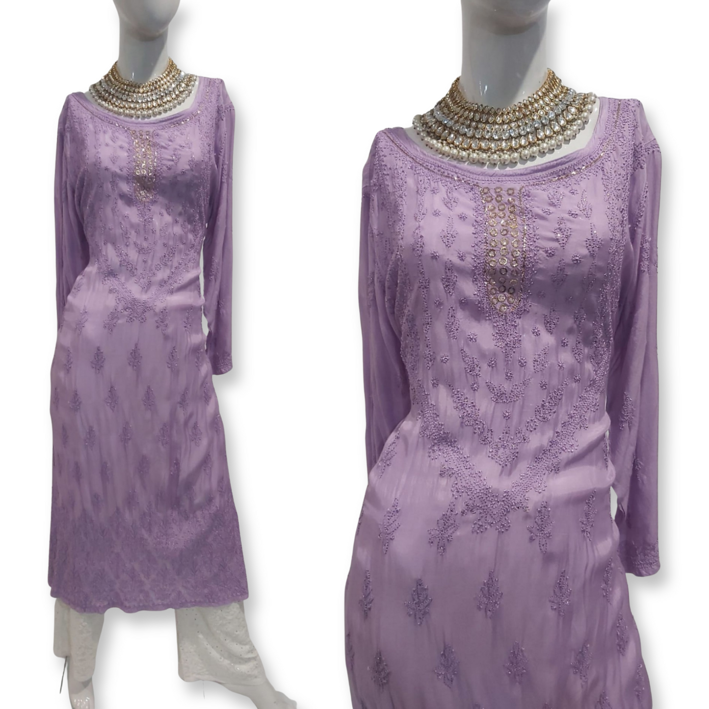 Premium cotton silk Chikankari & Mukaish kurta