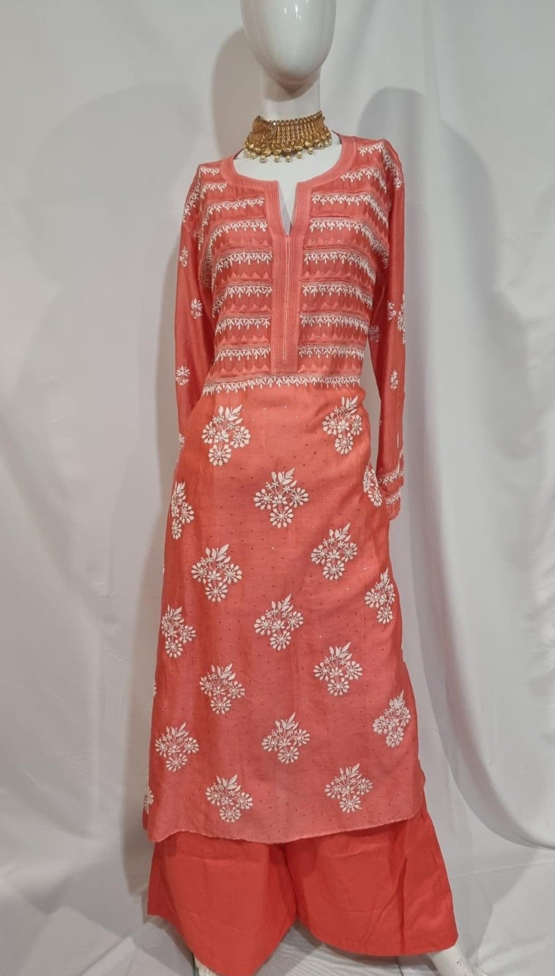Silk Chikankari & Mukaishkari suit