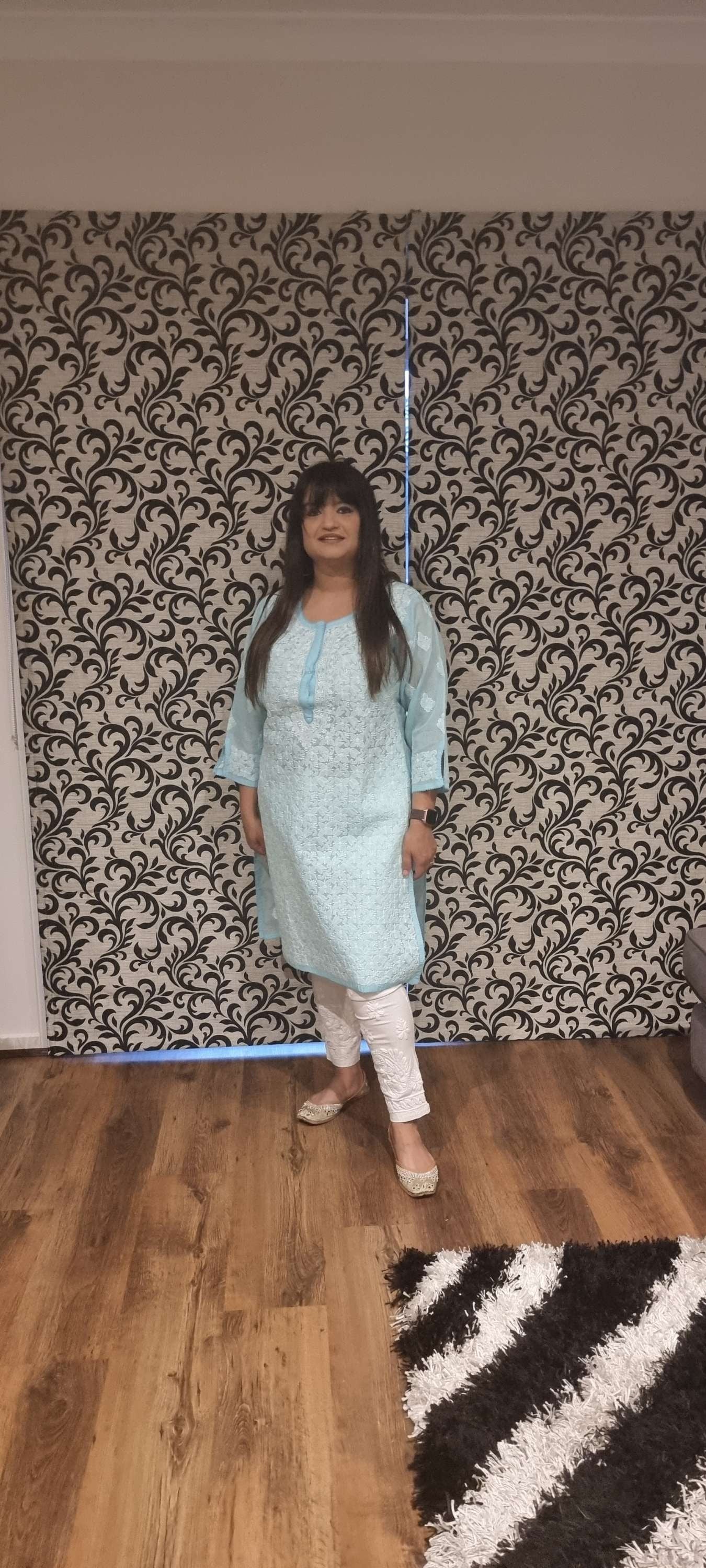 Cotton women's chikankari kurta — embroidery close-up | Short cotton kurtas