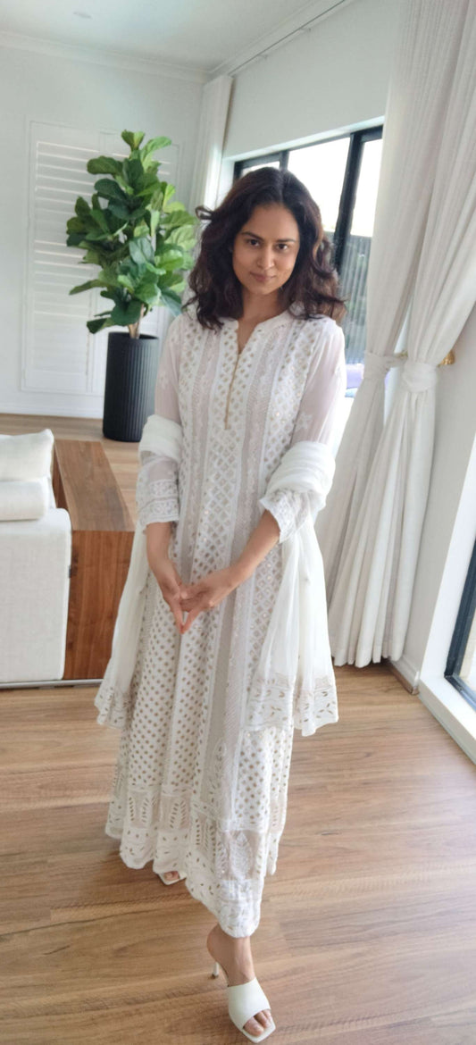 Designer chikan gotapatti anarkali