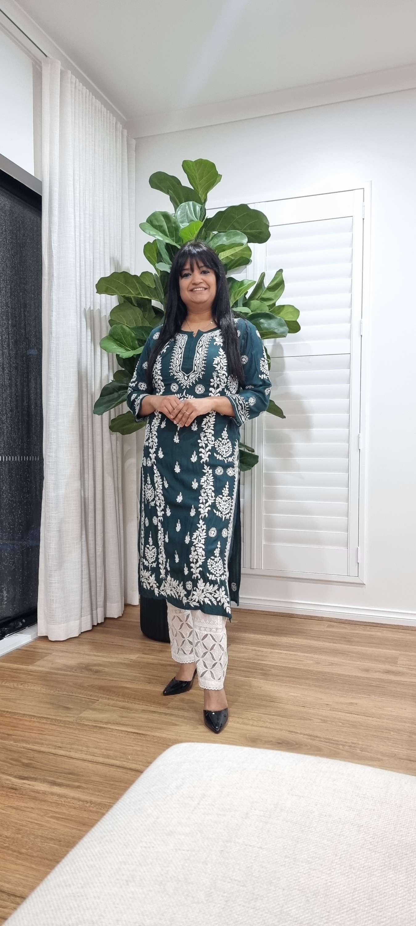 Aayesha cotton chikankari long kurta