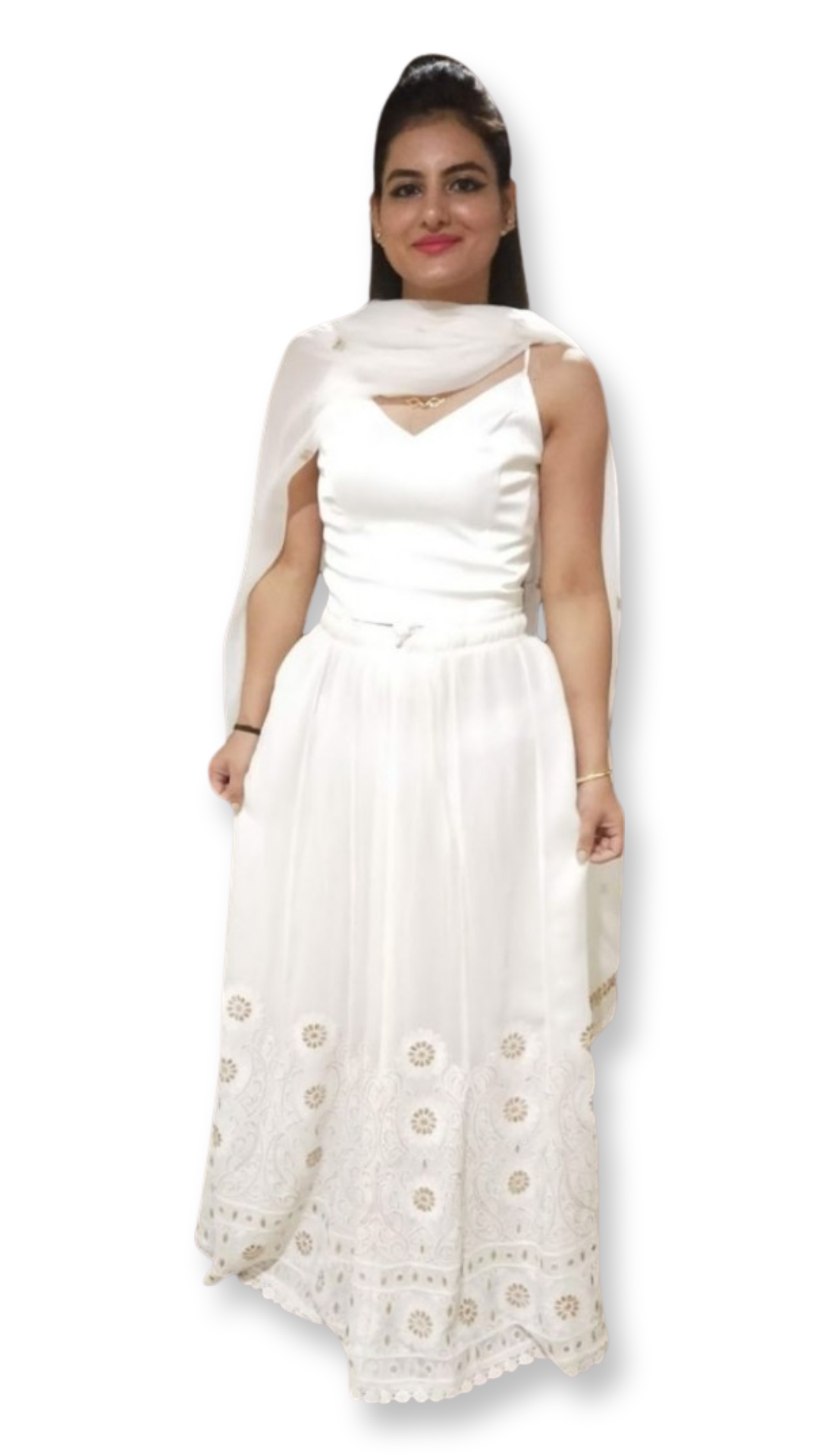 Gotapatti chikankari lehenga skirt top and dupatta