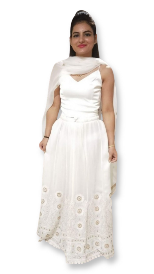 Gotapatti chikankari lehenga skirt top and dupatta