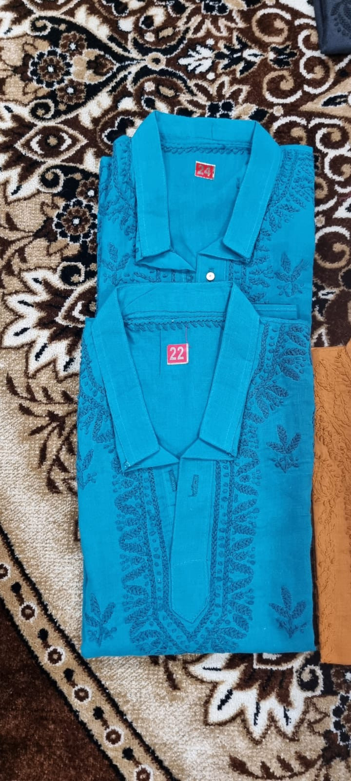 Kids' chikankari kurta pyjama set — detail view | Boys kurta pyjama set
