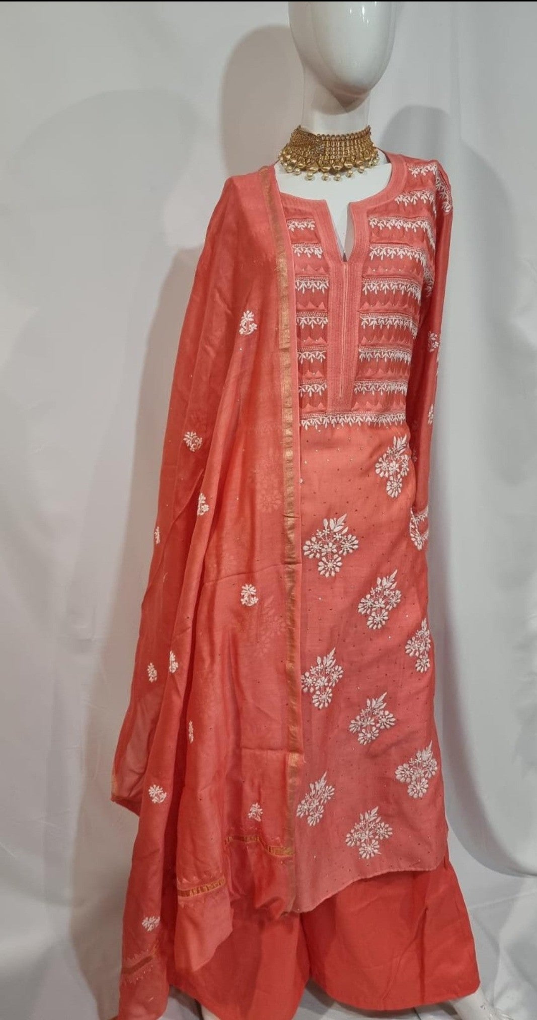 Silk Chikankari & Mukaishkari suit